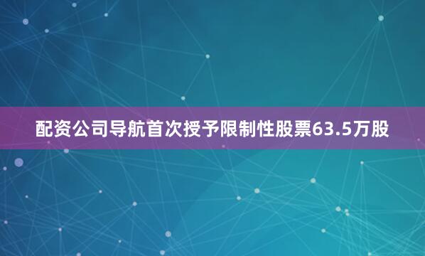 配资公司导航首次授予限制性股票63.5万股